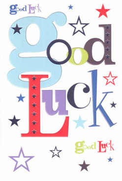 With a charm that echoes Harlington's close-knit warmth, this good luck card is designed to uplift and inspire. A large, light-blue 'g' anchors the playful message, its roundness offset by bold reds and rich purples that infuse the card with dynamic emotion. Flecks of stars-ranging from deep inky blue to soft lavender-are scattered across the white canvas, reminiscent of the night sky as seen from the quiet corners of Pinkwell Park. The careful balance of sleek fonts and vibrant colors mirrors the thoughtful arrangements created by local artisans, radiating anticipation and genuine encouragement. The card's surface is smooth and inviting, conjuring the tactile enjoyment of fresh-cut ribbon on a same-day delivery bouquet from Flowers Harlington. Perfect for celebrating exams at the local school or a new beginning near Harlington Corner, this card wraps every sentiment with a message of hope, the close support of friends, and joyful luck uniquely tied to the community.