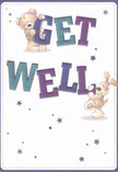 Glowing with gentle optimism, this get well card features the joyous partnership of a sweet, fluffy teddy bear and a spirited, floppy-eared pup-two characters that seem as familiar as old friends from around Harlington's neighbourhood parks. Each figure plays with the large, vibrant letters of 'Get Well,' painted confidently in deep purples and teals, their colours standing out beautifully against a soft cream background that suggests the welcoming light of a local cafe on a sunny morning. Twinkling stars float across the design in complementing shades, infusing the card with the wonder and hope that accompanies genuine acts of kindness. You can sense the tender brushwork in the bear's plush fur and the dog's silky ears-details so real, they invite an imagined hug. Like a delightful bouquet arranged by a skilled Harlington florist, this card is more than a message: it's an experience designed to uplift spirits, making every delivery across Harlington, from Sipson to Bath Road, a heartfelt gesture of comfort and encouragement.